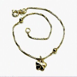 FLOWER Charm 14K Gold over SILVER Chain Bracelet